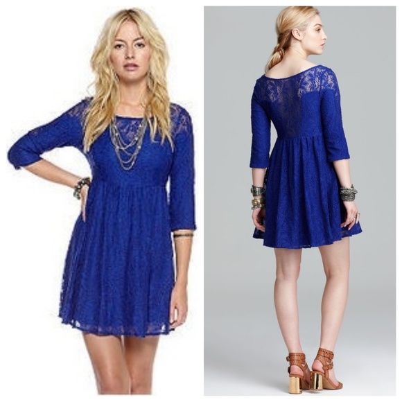 Free People Dresses & Skirts - Free People Blue Lace Shake it Up Dress